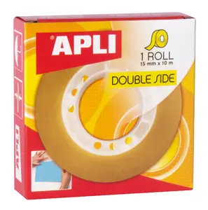 Apli 11505 Transparent Double-Sided Stationery Tape 10 m Length 15 mm Width 20 Pieces