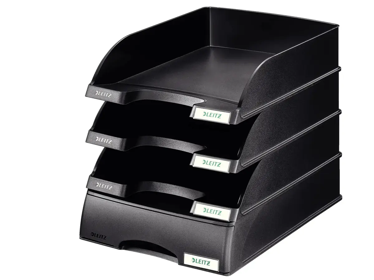 Leitz Plus A4 Letter Tray - Black Plastic Photo 3