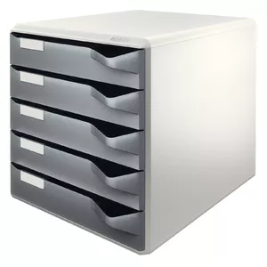 Desktop storage box LEITZ Post Set, grey, 5 drawers, 285×355×290 mm, 3.65 kg