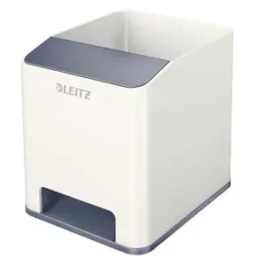 Pen/pencil holder LEITZ 53631001, polystyrene, white, 90×101×100 mm