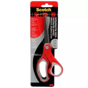 Scissors Scotch 1428 Universal straight-cut stainless steel blades, grey and red handles