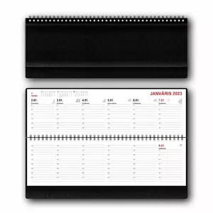 Galda kalendārs mobile serviss Long PVH 2027 Black — galda plānotājs 2027, garais formāts