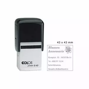 Штамп COLOP Printer Q43 с чёрным корпусом — самонаборный офисный штамп, компактный