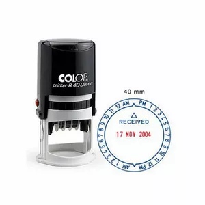 Штамп COLOP Printer R40 с синей чернильной кассетой — самонапечатывающийся круглый штамп, средний размер