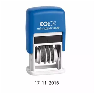 Датер COLOP S120 Mini-Dater DD.MM.YYYY, синий корпус, черная красящая подушка
