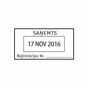 Date stamp COLOP S260 with Latvian month names, black ink, adjustable YYYY DD.MONTH format