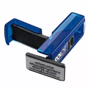 Self-inking pocket stamp COLOP Pocket Stamp Plus 20NEW — blue body, blue pad