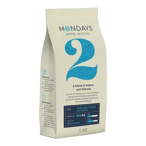 Кофейные зёрна Mondays Nr.2 Arabica и Robusta 1 кг - смесь в зернах