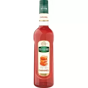 Syrup Teisseire Caramel 1L bottle, caramel-flavored beverage syrup, concentrated