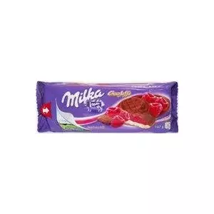 Cookie pack Milka Jaffa Raspberry 147 g — raspberry-filled sandwich biscuits