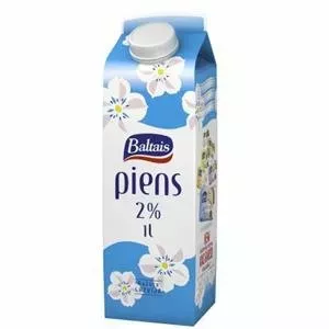 *Piens BALTAIS 2%, kartonā (ar korķi), 1 l  Tukuma piens