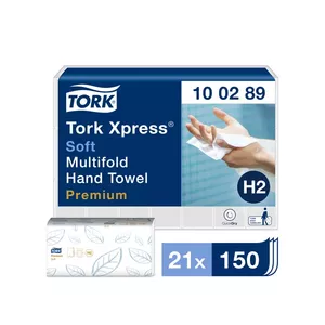 TORK Premium Interfold Soft H2 Салфетки для рук, 2 слоя, 150 салфеток, 21,2 x 25,5 см, белые