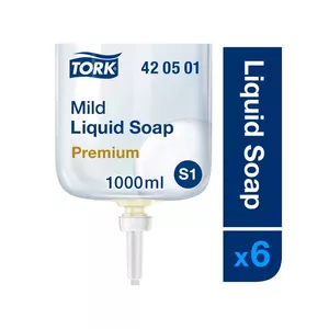 Liquid soap Tork Premium Mild S1 1 L bottle — refillable hand soap, gentle formula