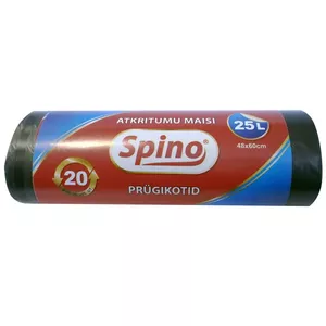 Мешки для мусора SPINO 25 л, 20 шт, 9 мкр, HD-PE, 48 x 60 см, черные