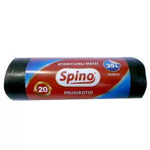 Мешки для мусора SPINO, объем 35 л, 20 шт, 10 мкр, HD-PE, 55 x 68 см, черные