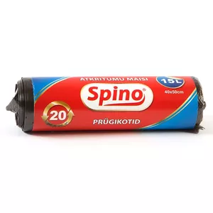 Мешки для мусора SPINO, емкость 15 л, 20 шт, 12 мкр, HD-PE, 40 x 55 см, черные