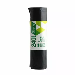 Trash Bags Sortex 240L 5 pcs, 50 μm black LDPE, 90×120 cm