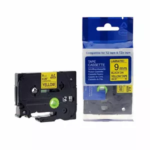 Lentes lente prc tape TZE-621 9 mm x 8 m melns teksts uz dzeltena fona