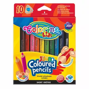 Krāsainie zīmuļi Colorino Jumbo 10 krāsas — komplekts no 10 bieziem koka zīmuļiem zīmēšanai un krāsošanai
