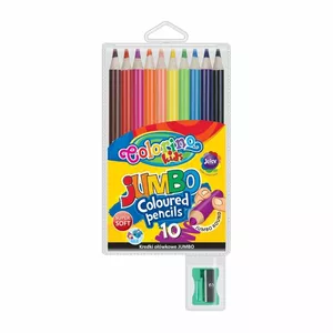 Colorino Colored Pencils Jumbo Round Sharpenable 10 Colors - for Kids