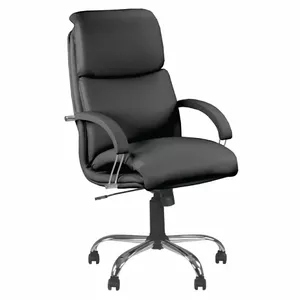 Biroja krēsls nowy styl Nadir Steel Chrome — melna mākslīgā āda, hromēta tērauda pamatne