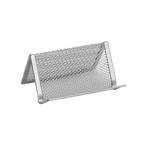 Business card holder ICO 200-08019 metal perforated, desktop organizer for cards