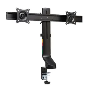 Kensington SmartFit Space-Saving Dual Monitor Arm Black for Two Displays up to 27 Inches with Clamp and Bolt-Through Mount and Height Adjustment
