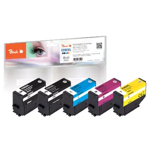 Peach PI200-773 High Yield Multi Pack Ink Cartridge Set Compatible with Epson 202XL Black Cyan Magenta Photo Black Yellow 5-Piece