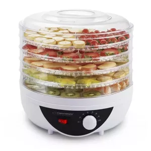 Pārtikas dehidrators ESPERANZA EKD002 — 5 plaukti, 250 W, regulējams termostats, maks. 75°C, caurspīdīgi balts