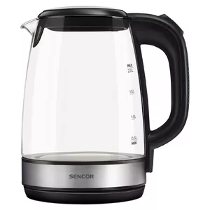 Электрический чайник SENCOR SWK 2080BK, 2 л, 2200 Вт, прозрачный с чёрными элементами, нержавеющая база