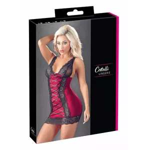 Ночная рубашка Cottelli Collection 27152951041 L — красная, регулируемые бретели, кружевные вставки, 85% полиэстер/15% спандекс
