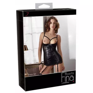 Abierta Fina Shelf Bra Set with Suspender Straps