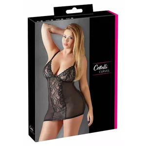 Apakšveļas kleita cottelli collection 27511431051 XL — caurspīdīga elastīga naktskrekls ar mežģīnēm priekšpusē, regulējamas lences