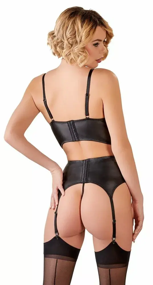 abierta fina Shelf Bra Suspender Set 85C/L Black Photo 8