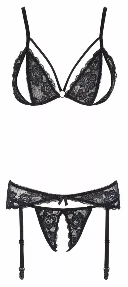 Mežģīņu zeķtura komplekts Cottelli Collection M Black Photo 4