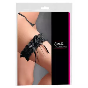 Пояс для чулок Cottelli Collection модель 24601061101 — чёрный регулируемый кружевной, полиэстер/спандекс