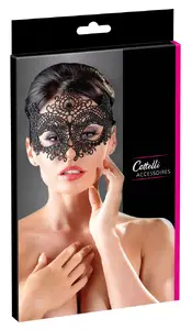 Вышитая маска для лица cottelli collection 24802981001 — регулируемая посадка, чёрная, 100% полиэстер