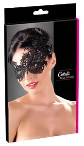 Маска cottelli collection 24803011001 — чёрная кружевная маска для лица с декоративным покрытием глаз и щёк, 100% полиэстер