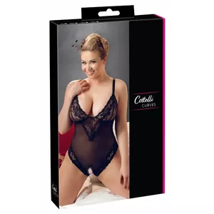 Cottelli Collection Crotchless Body 3XL Black — powernet, lace, adjustable straps