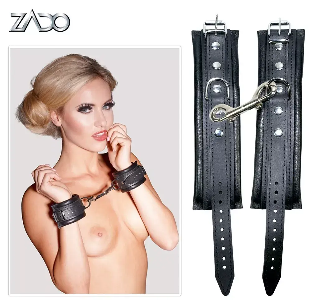 Кожаные наручники ZADO Cuffs ZADO Leather Black Photo 6