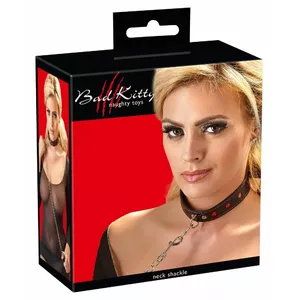 Adjustable Collar and Leash Set by bad kitty model 24920161001 — PU leather look, adjustable 35–48 cm collar, 78 cm chain leash