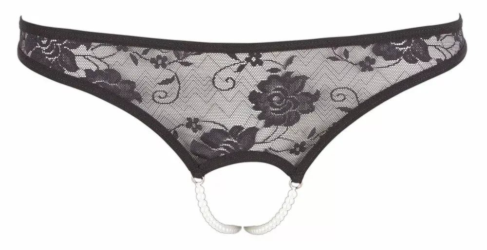 Тонг Cottelli Collection Lace String Pearls M Photo 5