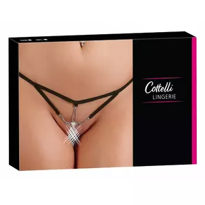 Тонг Cottelli Collection String Starfish S/M регулируемый размер, мягкая полиамидная ткань, открытая шаговая зона с украшением-жемчуг
