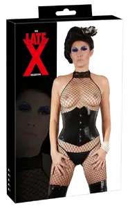 Waist cincher corset late x Latex Late X Black L — 100% natural latex, front hook, back lacing