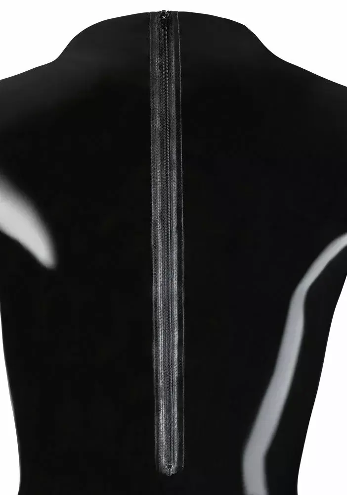 late x 2XL чёрный латексный боди с длинными рукавами Photo 8