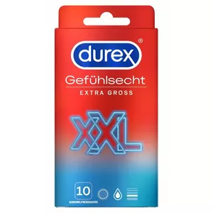 Male condom Durex Gefühlsecht Extra groß XXL, nominal width 60 mm, 10 pcs, natural rubber latex