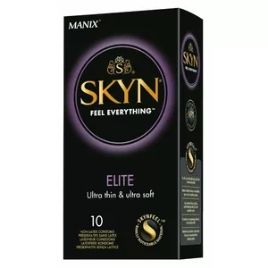 Condoms Manix SKYN Elite pack of 10, ultra-thin polyisoprene, latex-free, length 180 mm, nominal width 53 mm