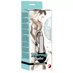 Penis pump you2toys Horny Dots — transparent PVC cylinder 19.5 cm, insertion 18 cm, inner Ø 4 cm, pump ball and release valve