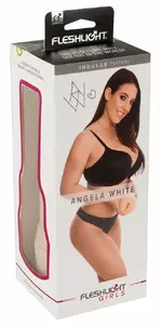 Masturbators Fleshlight Angela White Indulge — vagīnas atvere, 247.7 mm garums, vaniļas krāsa, ABS un silikons