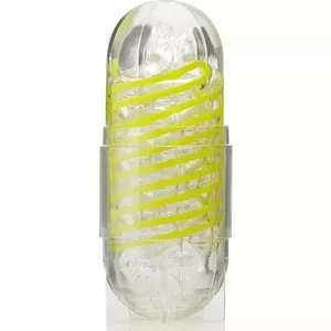 Masturbators TENGA Plastic Silicone Green — atkārtoti lietojams spinner-sleeve ar iekšēju spirāli, garums 13–17 cm, Ø 4,5 cm